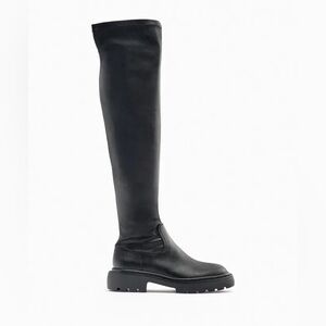 NWT. Zara Black Over the Knee Tall Lug Sole Boots. Size 9. But fit 9.5